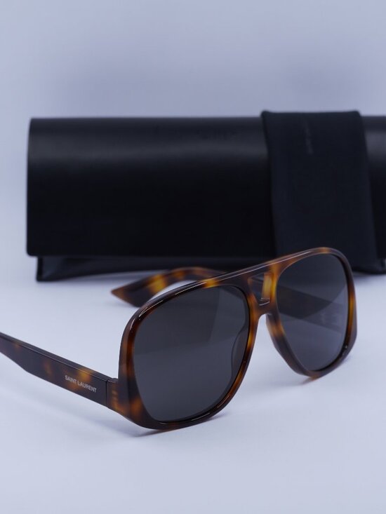 Saint Laurent SL652 SOLACE 003 Aviator Sunglasses - Havana / Grey